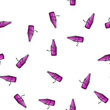 Pattern soft soda bottle character cartoon vector Stock Illustration
