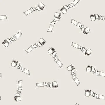 Pattern soft toilet paper roll sketch hand drawn Illustrazione stock