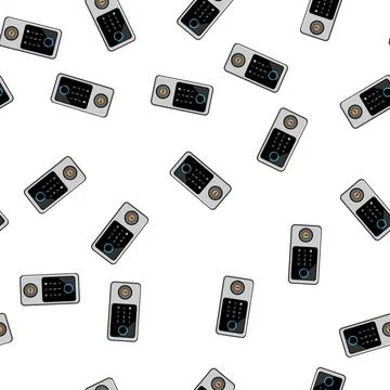 Pattern software facial recognition lock cartoon vector Stock Illustration