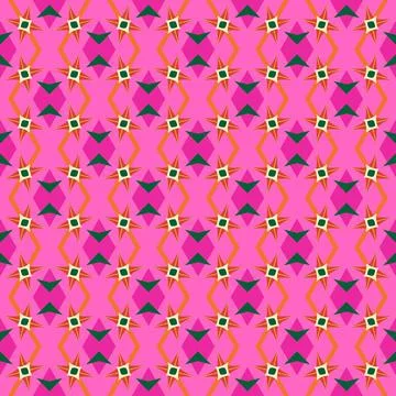 A pattern with some small pink stars on it and green squares Stock Illustration