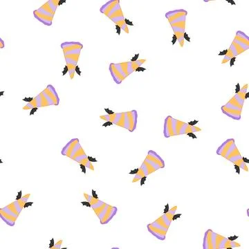 Pattern sorcery wizard hat cartoon vector Stock Illustration