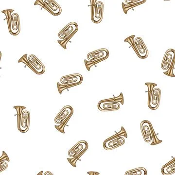 Pattern sound tuba cartoon vector Stock Illustration