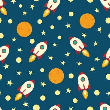 Pattern with spaceship Stock Illustration