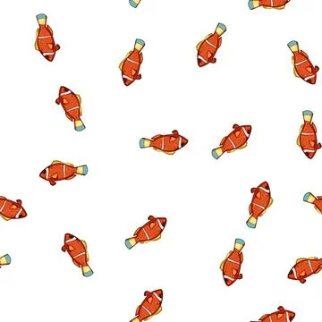 Pattern species clown fish cartoon vector 库存插图