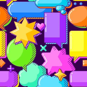 Pattern with speech bubbles. Decorative abstract objects in line art style. Stock Illustration