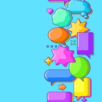 Pattern with speech bubbles. Decorative abstract objects in line art style. 스톡 일러스트