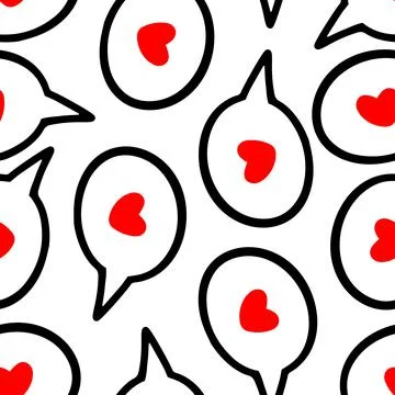 Pattern of speech bubbles with hearts Illustrazione stock