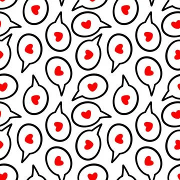 Pattern of speech bubbles with hearts Stock Illustration