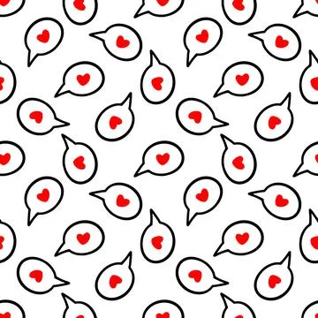 Pattern of speech bubbles with hearts Stock Illustration