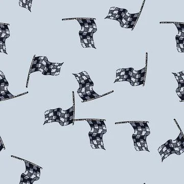 Pattern speed flag race sketch hand drawn Stock Illustration
