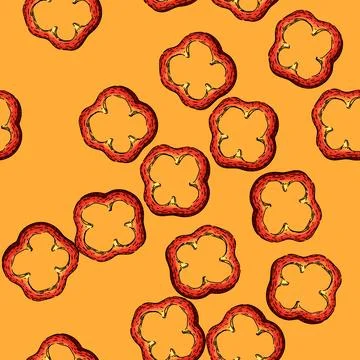 Pattern spicy pepper spice sketch hand drawn Stock Illustration