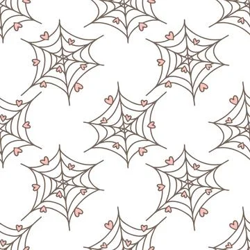 Pattern spider web with heart Halloween Illustrazione stock