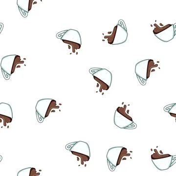 Pattern spill coffee cup splash cartoon vector Stock-Illustration