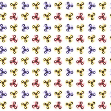 Pattern of spinners in a flat style. Multicolored spinners spinning on a wh.. Stock Illustration