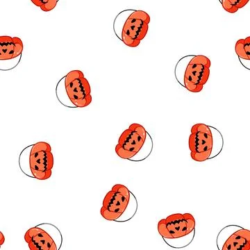 Pattern spooky halloween bucket cartoon vector Illustrazione stock