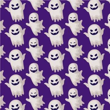 Pattern of spooky halloween ghost Illustrazione stock
