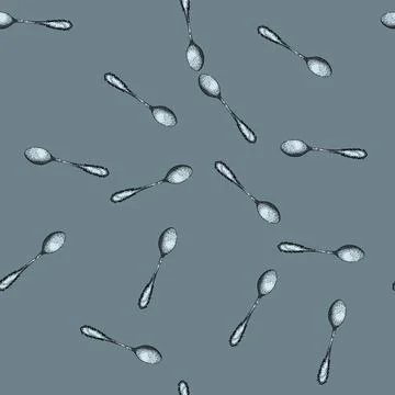 Pattern spoon engraved silver sketch hand drawn Stock Illustration