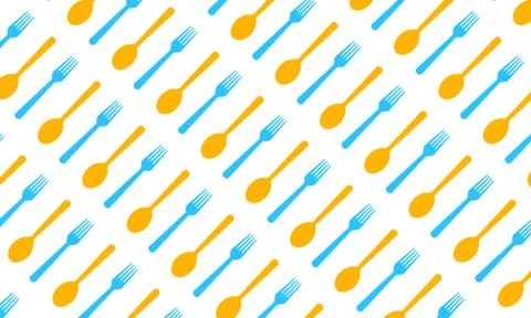 Pattern with spoons and forks. Vector illustration. Stock Illustration