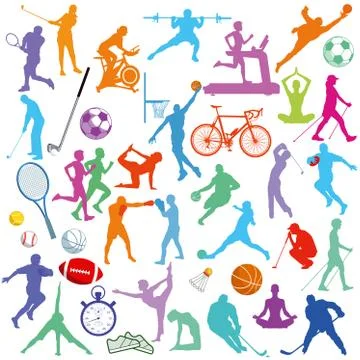 Pattern with sport icons Stock Illustration