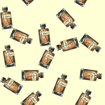 Pattern spray perfum bottle male sketch hand drawn Stock Illustration