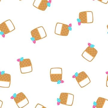 Pattern spring basket easter cartoon vector 스톡 일러스트