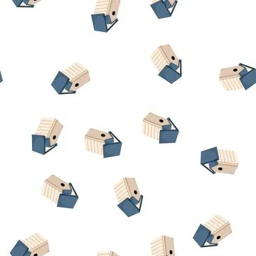 Pattern spring bird house cartoon vector Illustrazione stock