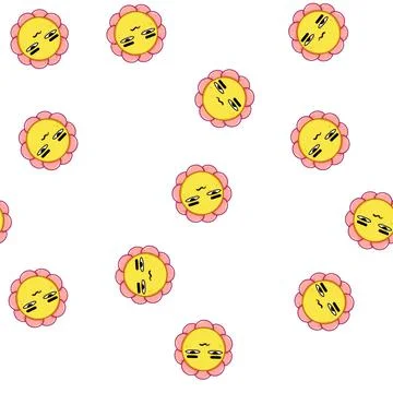 Pattern spring flower character cartoon vector Stock Illustration