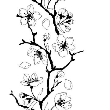 Pattern with spring flowers. Apple, sakura or cherry blossom. Beautiful dec.. Illustrazione stock