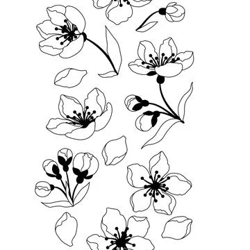 Pattern with spring flowers. Apple, sakura or cherry blossom. Beautiful dec.. イラスト素材