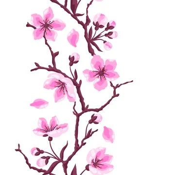 Pattern with spring flowers. Apple, sakura or cherry blossom. Beautiful decor 스톡 일러스트