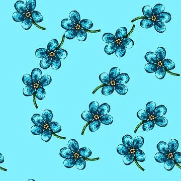 Pattern spring forget me not sketch hand drawn イラスト素材