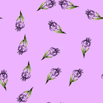 Pattern spring iris sketch hand drawn Illustrazione stock