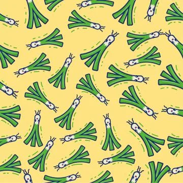 Pattern spring onion Seamless, cute spring onion background, for banner wall  Stock Illustration