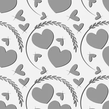 The pattern on the square background is love. Two hearts in a graceful plant  Stock Illustration