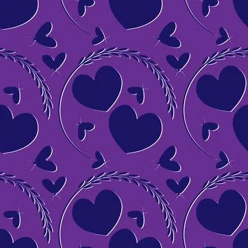 The pattern on the square background is love. Two hearts in a graceful plant  Stock Illustration