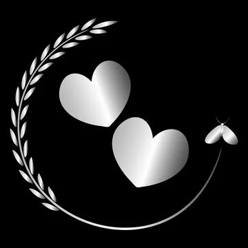 The pattern on the square background is love. Two hearts in a graceful plant  스톡 일러스트