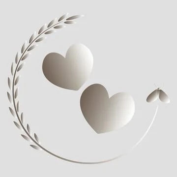 The pattern on the square background is love. Two hearts in a graceful plant  Stock Illustration