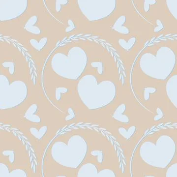 The pattern on the square background is love. Two hearts in a graceful plant  Stock-Illustration