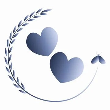 The pattern on the square background is love. Two hearts in a graceful plant  Stock Illustration