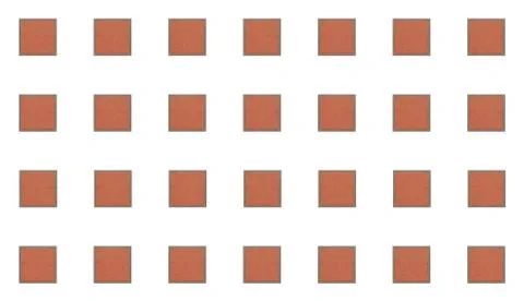 Pattern square brick terracotta color with gray cement border on white backgr Illustrazione stock