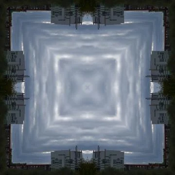 Pattern square - Dark gray clouds in the low sky over thermal power plants Stock Illustration