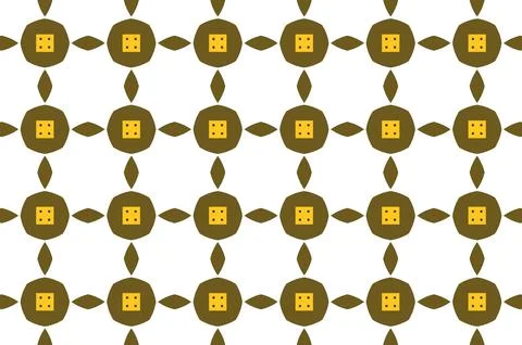 A pattern of squares and circles with a yellow and brown color scheme Stock Illustration