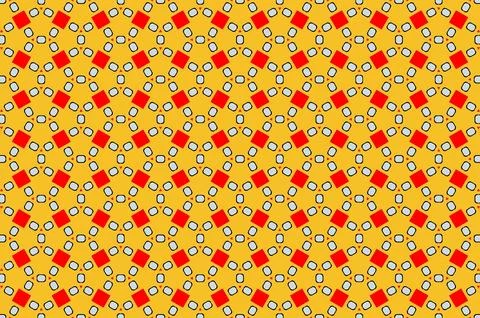 A pattern of squares and circles in a yellow and red color scheme Stock Illustration