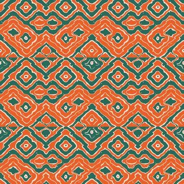A pattern of squares and triangles in orange and green Stock Illustration