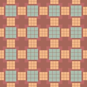 Pattern from squares on red seamless background. Stock Illustration