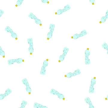 Pattern squashed crumpled plastic bottle cartoon vector Stock Illustration