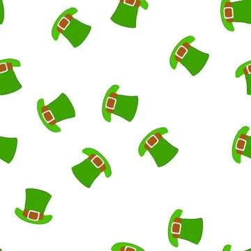 Pattern st green hat patrick cartoon vector Stock Illustration