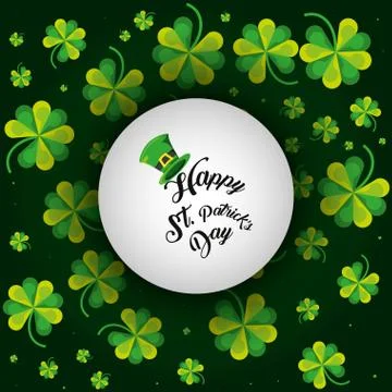 Pattern of st patrick day with clovers and top hat Stock Illustration