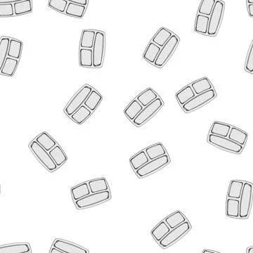Pattern stackable multi section meal tray cartoon vector Stock Illustration