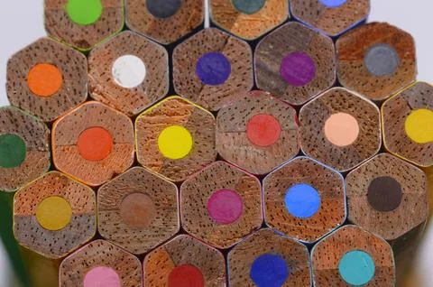 Pattern of stacked colored pencils Stock Photos